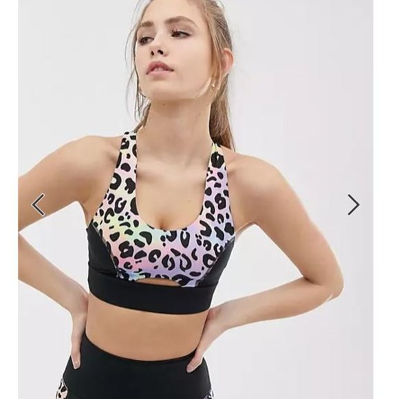 Wolf & Whistle Sports Bra and Leggings Rainbow Leopard Print - Picture 6 of 7
